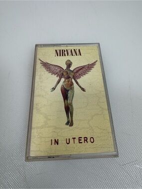 NIRVANA In Utero Cassette 1993— Cream Cover with Maroon Artwork- Tested